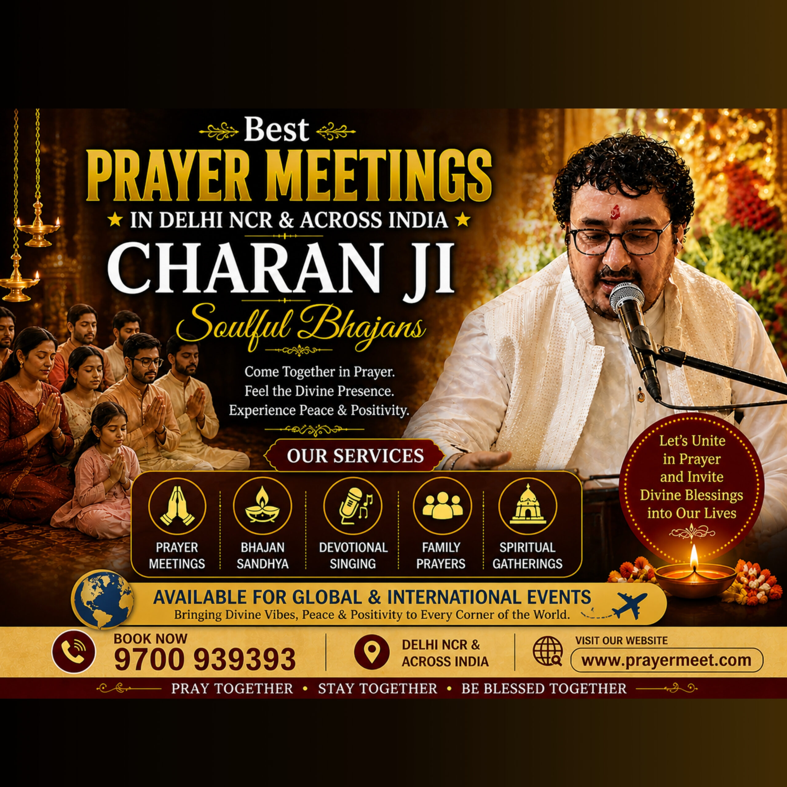 Book Prayer Meetings & Bhajan Sandhya | Charan Ji Live Events